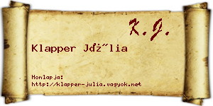 Klapper Júlia névjegykártya